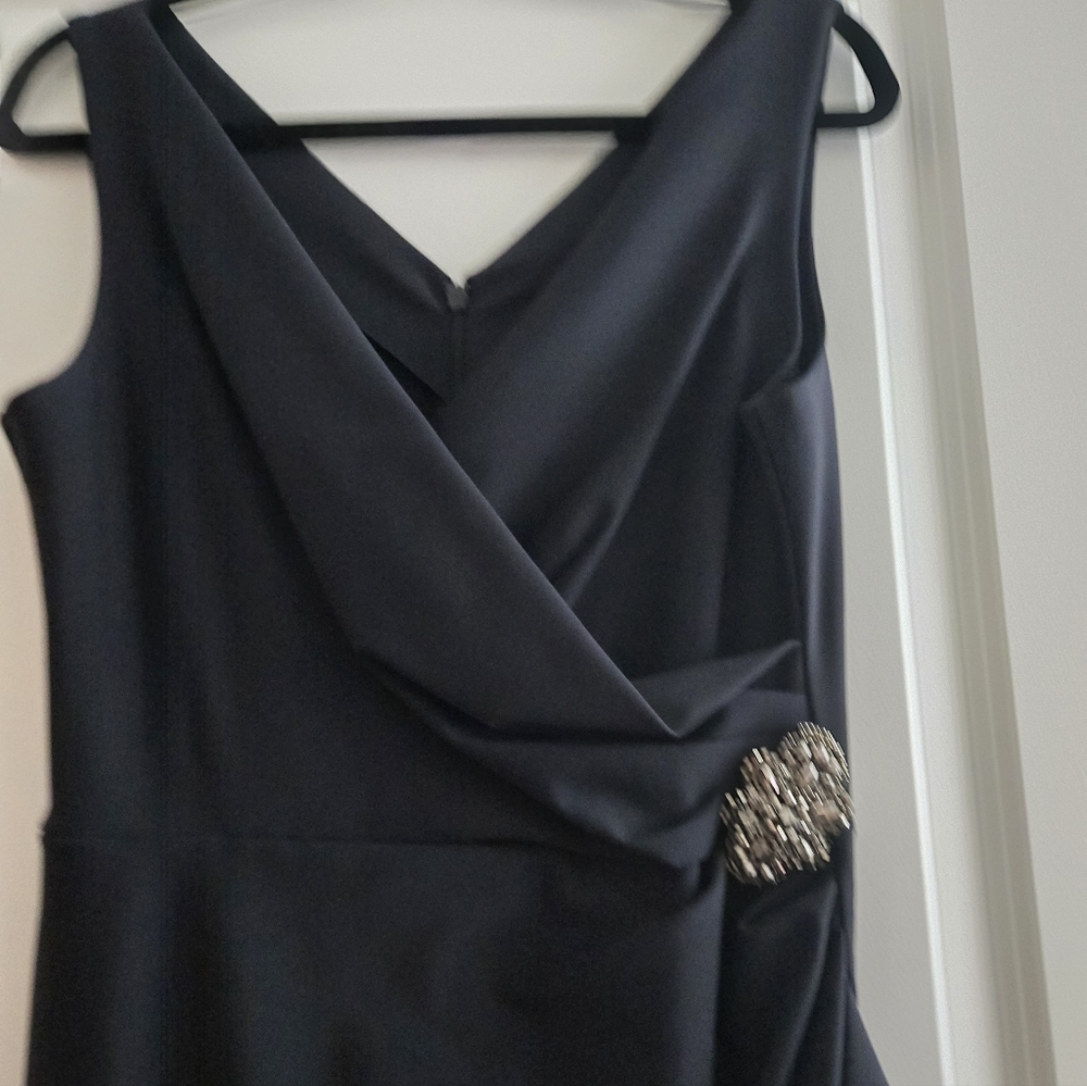 Alex Evenings Black Asymmetrical Dress with Embellishment